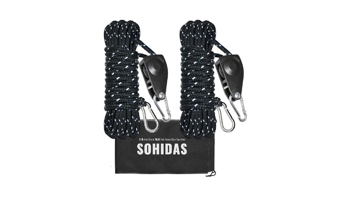 Sohidas Camping Rope Reflective Tent Rope Guyline With Ratchet Pulley,