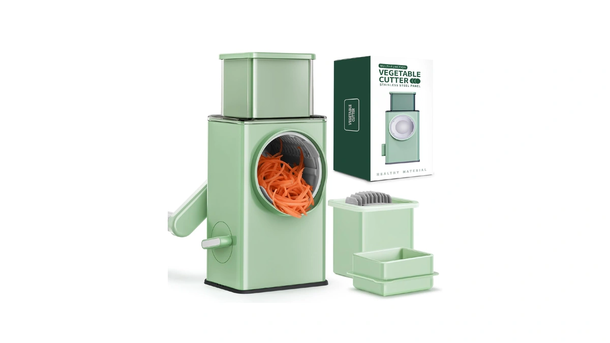 Keouke Rotary Cheese Grater 5 In 1 Green - Hand