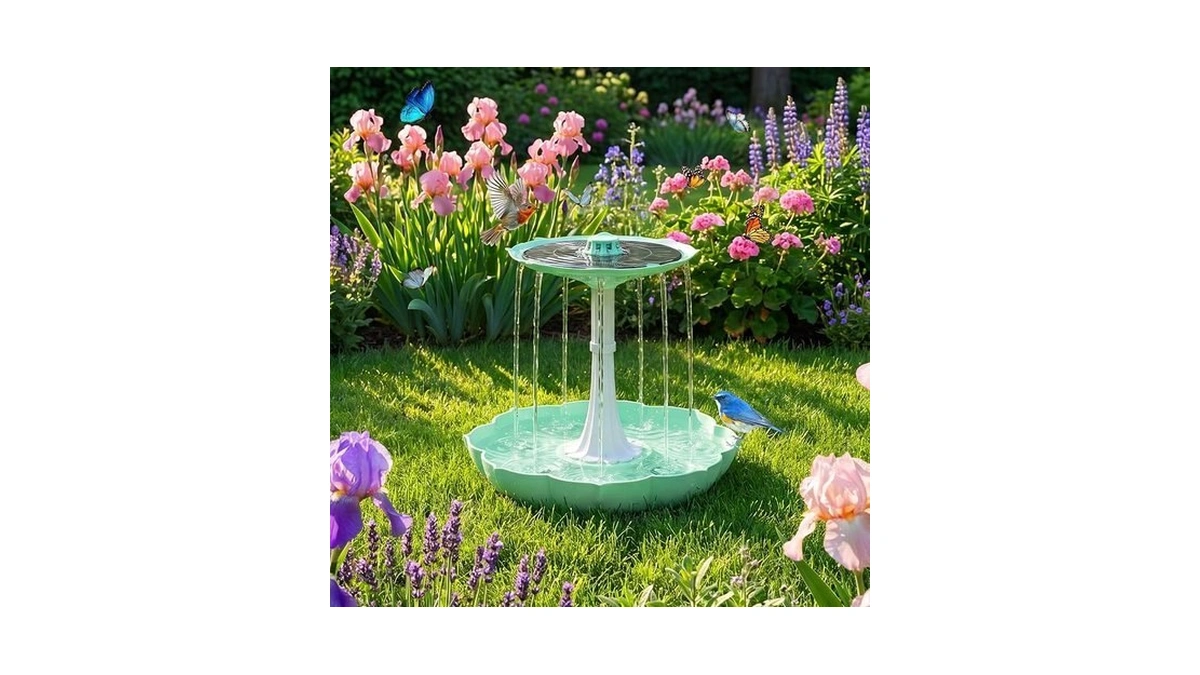 Solar Power Bird Bath Fountains Pump, Blue 2-tier Cascade Water