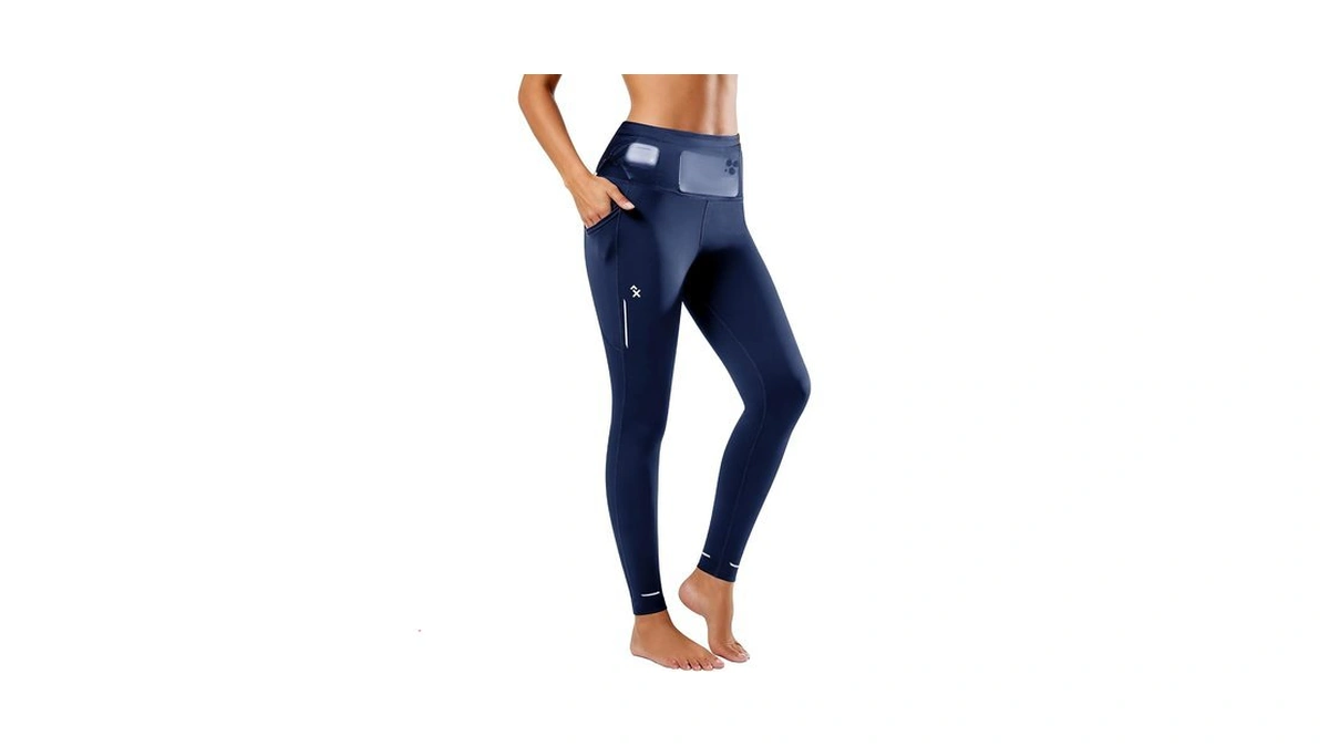 Grey Leggings Women With Pockets High Waisted Running Pants For