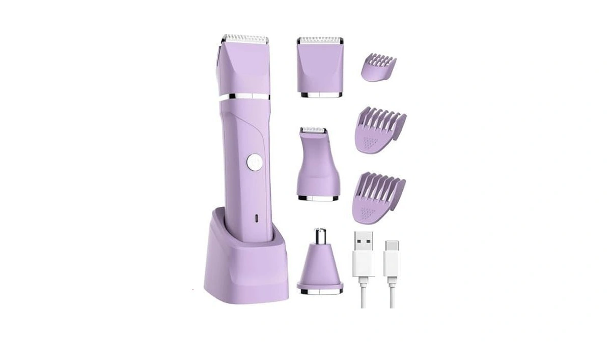 Vegiteria 4-in-1 Women's Electric Body Hair Trimmer, Purple, Ceramic Blade,
