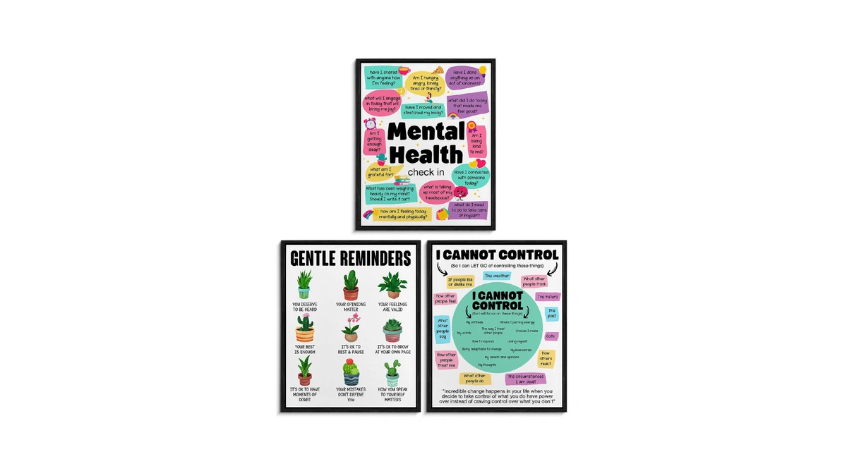 Wezaduk Mental Health Wall Art Posters, Cozy Therapy Office Decor,