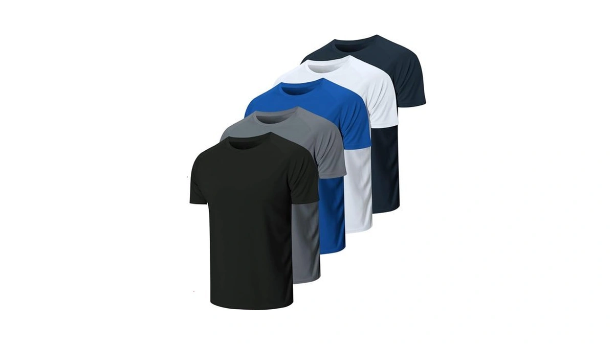 Little Beauty 5 Pack Mens Workout Shirts Short Sleeve Fast