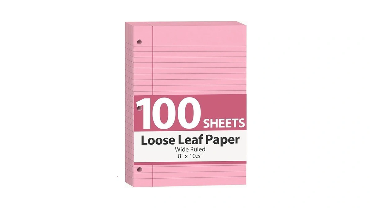 Hibox Loose Leaf Paper Wide Ruled, 100 Sheets 8"x10.5" 3-hole