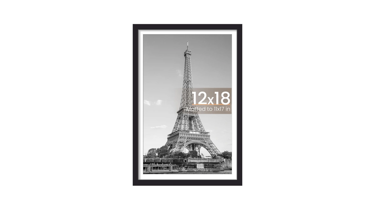 Upsimples 12x18 Picture Frame, Display Pictures 11x17 With Mat Or