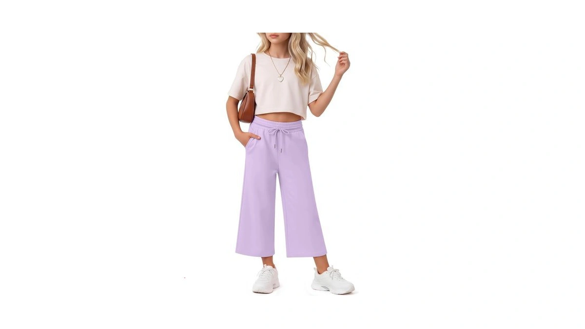 Halfchet Girls Capri Pants Wide Leg Sweatpants Baggy Cropped Pants