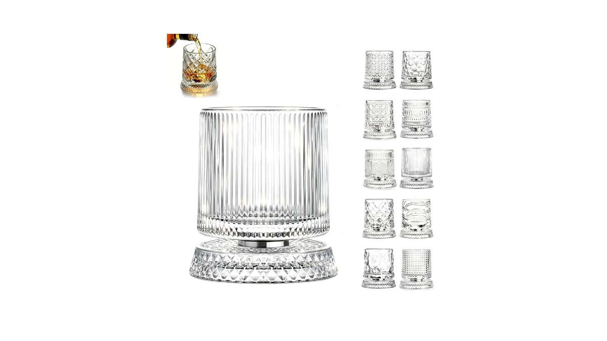 360Β° Rotating Whiskey Glass Unique Gift For Men Dad (vertical