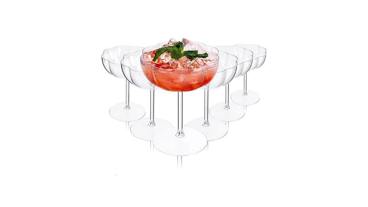 Ciaell 12pcs Plastic Martini Glasses - 10 Oz Elegant Disposable