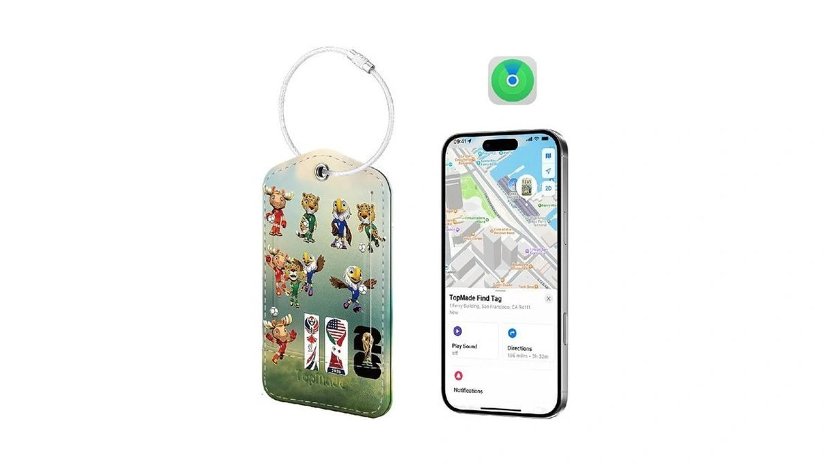 Topmade Smart Luggage Tag With Find My, Premium Leather Luggage