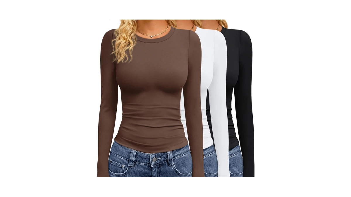 Gayhay 3 Pack Long Sleeve Shirts For Women Basic Tops