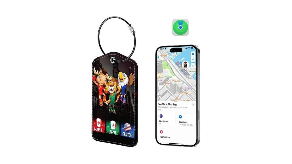 Topmade Smart Luggage Tag With Find My, Premium Leather Luggage