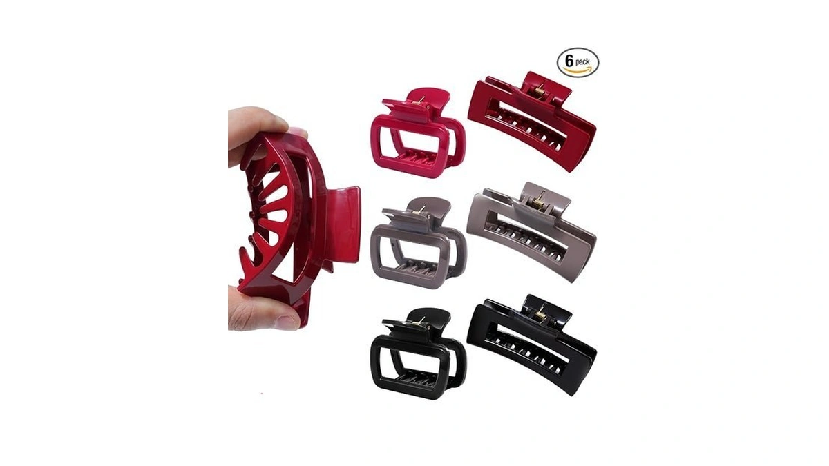 Mesovor 2 Styles Silicone Flexible Hair Claw Clips, 6 Pack