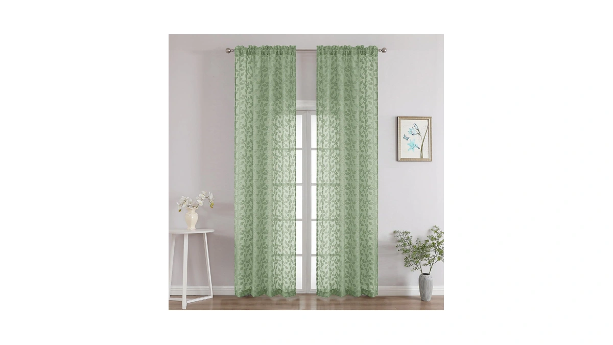 Chyhomenyc Sage Green Sheer Curtains 96 Inch Length 2 Panels
