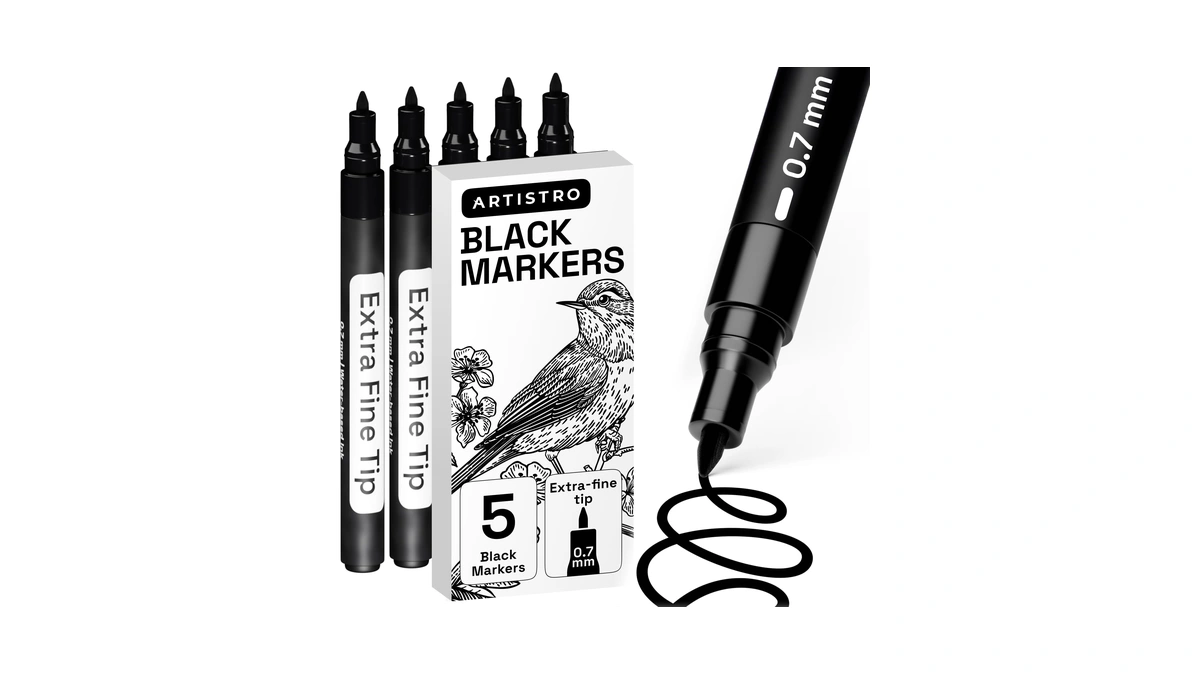 Artistro 5 Black Paint Pen For Rock, Glass, Ceramic, Wood,