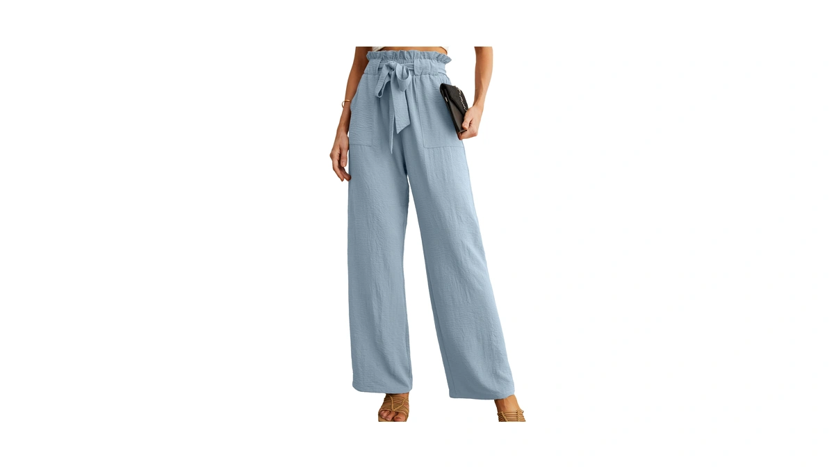 Iwollence Women's Wide Leg Pants With Pockets High Waist Adjustable