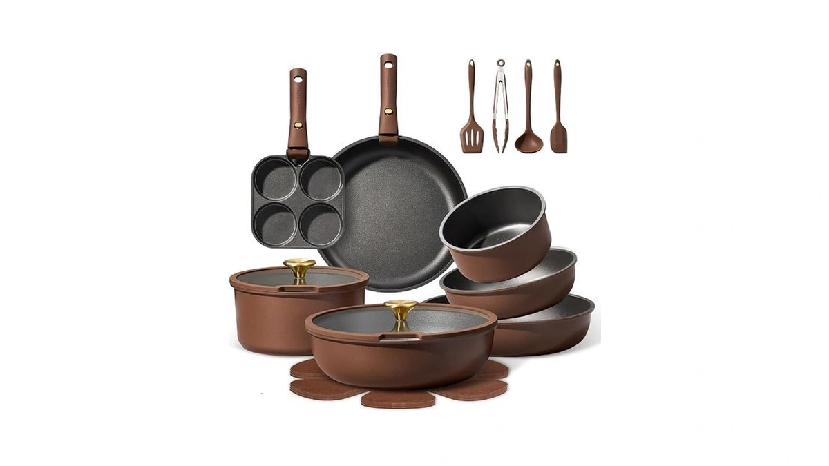 Carote 21pcs Pots And Pans Set, Nonstick Cookware Set Detachable