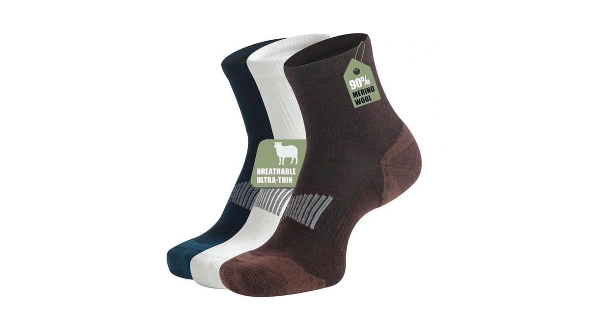 Rztt 3 Pairs Men's Merino Wool Ankle Socks - 90%