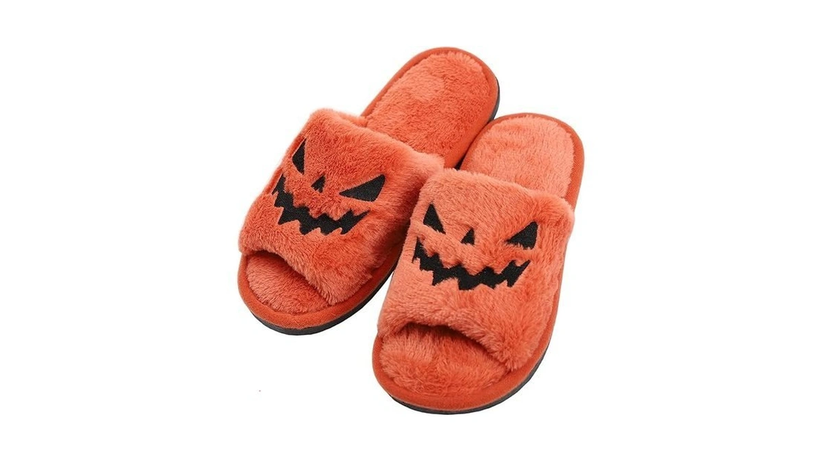 Tittok Spooky Slides Halloween Slippers Jack O Lantern Pumpkin Soft
