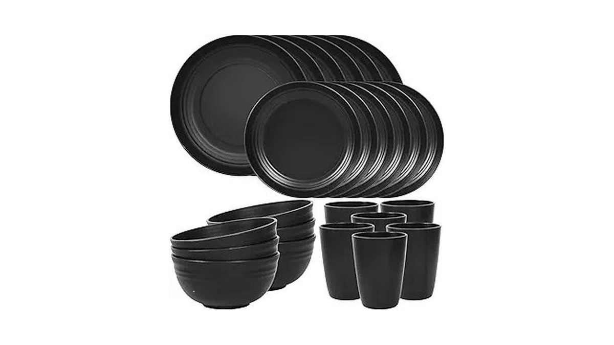 Quatish 24 Piece Plates And Bowls Sets For 6, Unbreakable