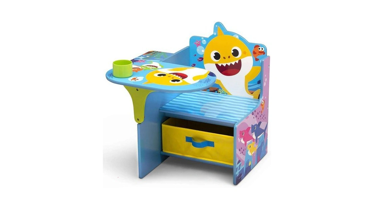 Baby Shark Chair Desk With Storage Bin - Ideal For