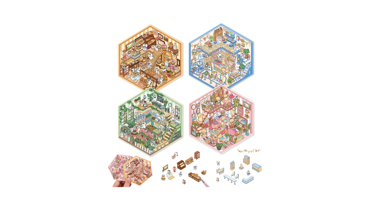 Diy 3d House Scene Stickers - 4 Sets, Warm Home,