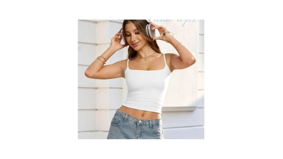 Missclub White Tank Top Woman Square Neck Double Lined Tank