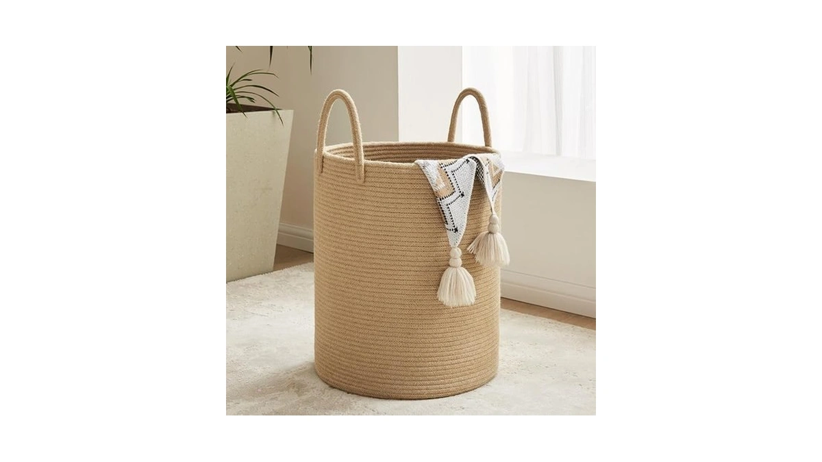 Youdenova Cotton Laundry Hamper, 58l - Woven Collapsible Storage Basket