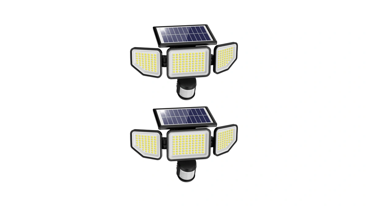 Onforu 4500lm Solar Lights Outdoor, 3 Heads Security Lights With