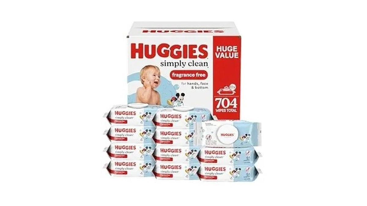 Huggies Simply Clean Unscented Baby Diaper Wipes, 11 Flip-top Packs