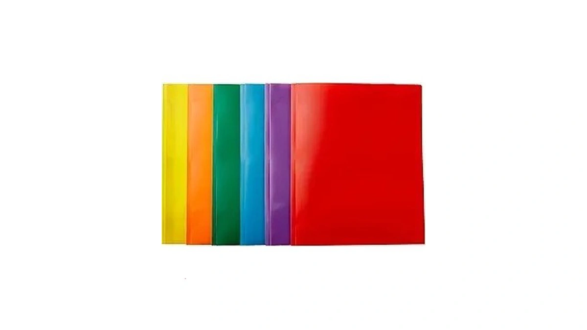 Amazon Basics Heavy Duty Plastic Folders With 2 Pockets For