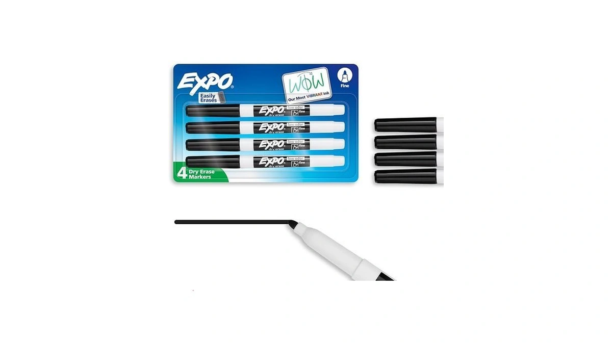 Expo Low Odor Dry Erase Markers, Fine Tip, Black, 4