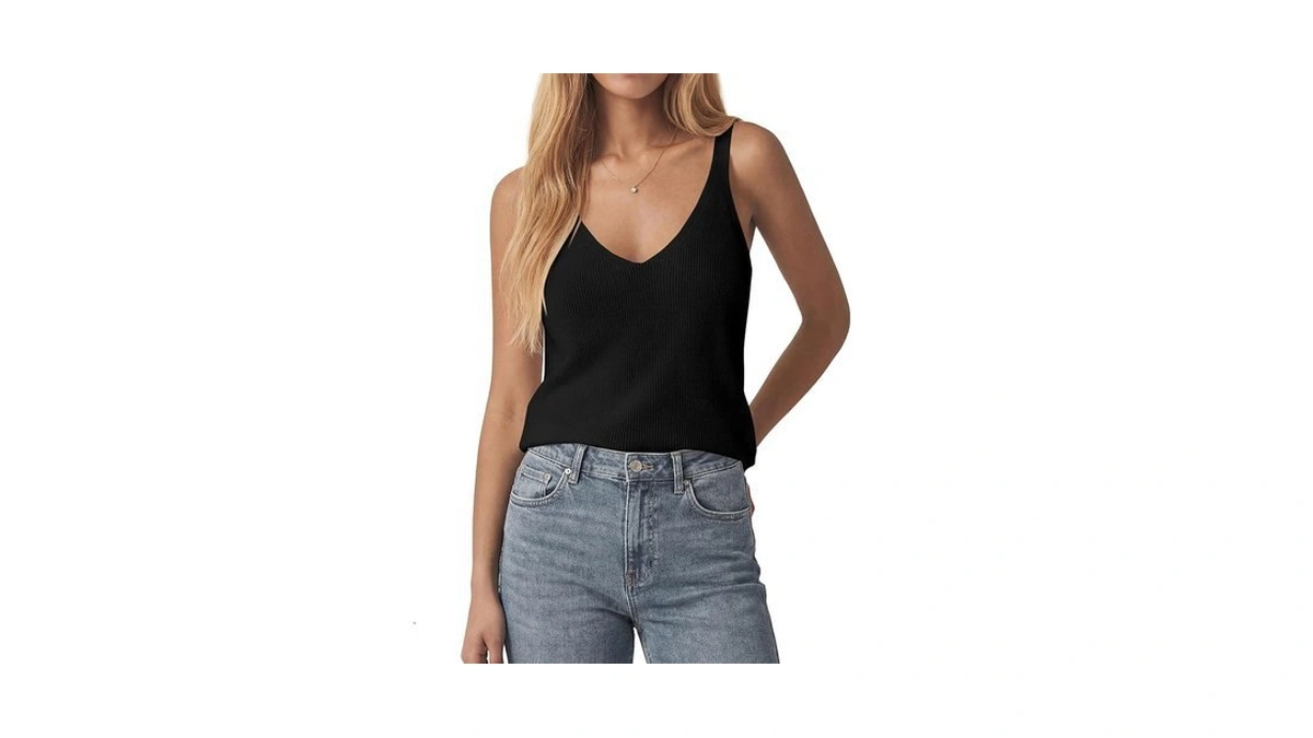 Kirundo Sweater Tank Tops For Women Ribbed Knit Vest(black, Xs)