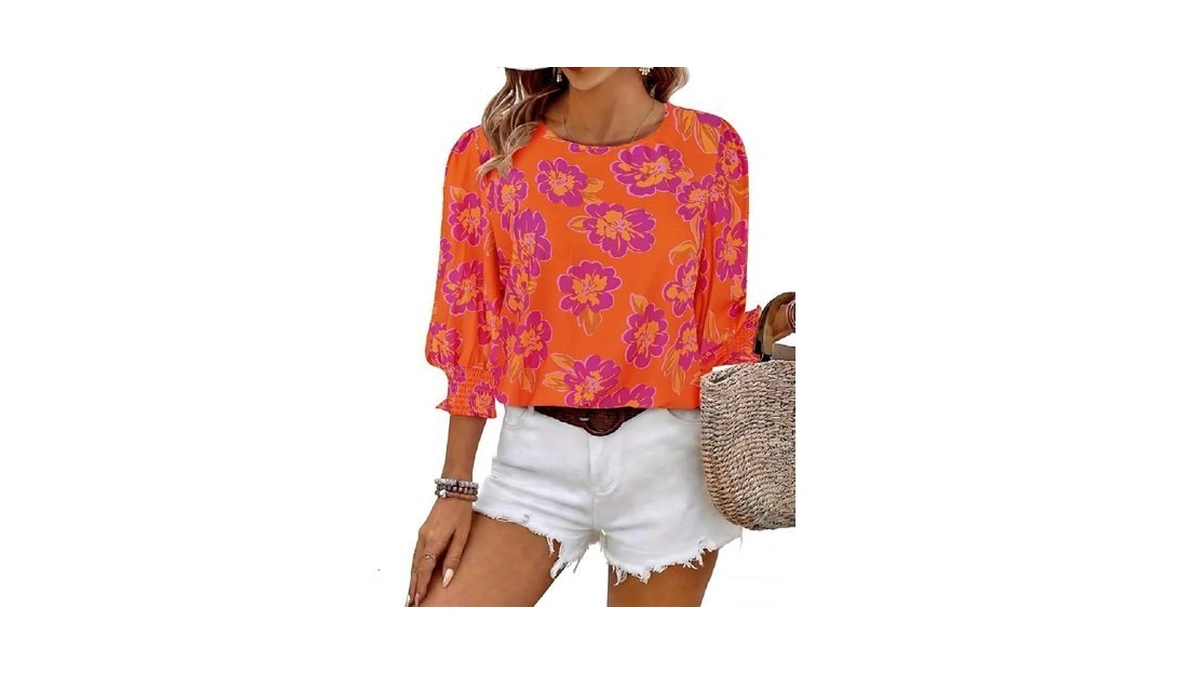 Halife 3/4 Sleeve Summer Blouses For Women Dressy Casual Boat