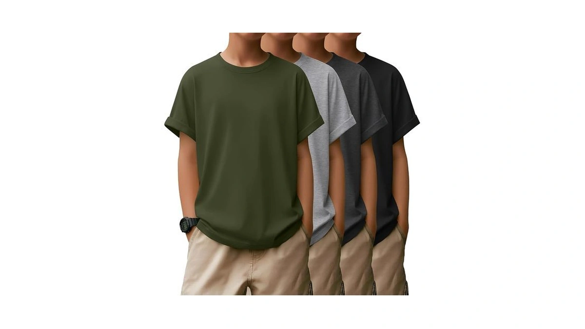 Lessonzoo 4 Pack Boys Short Sleeve Shirts Crewneck Kids Tops
