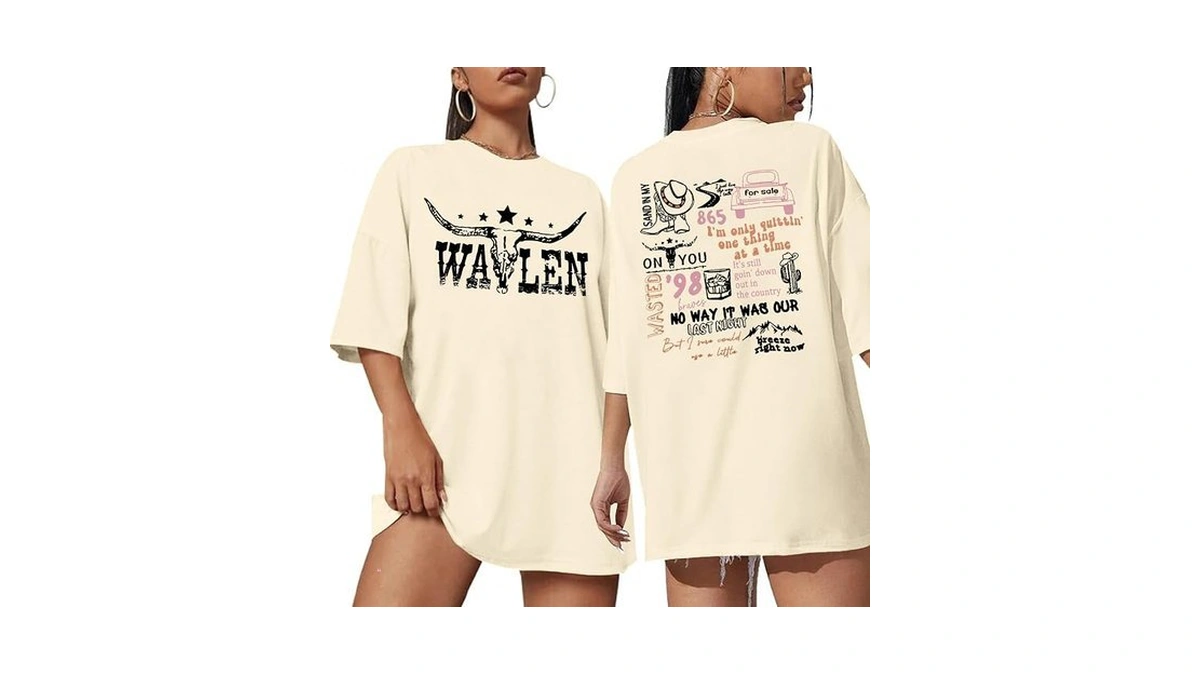 Oversized Country Shirts For Women Western Cowboy Tee Cow Skull