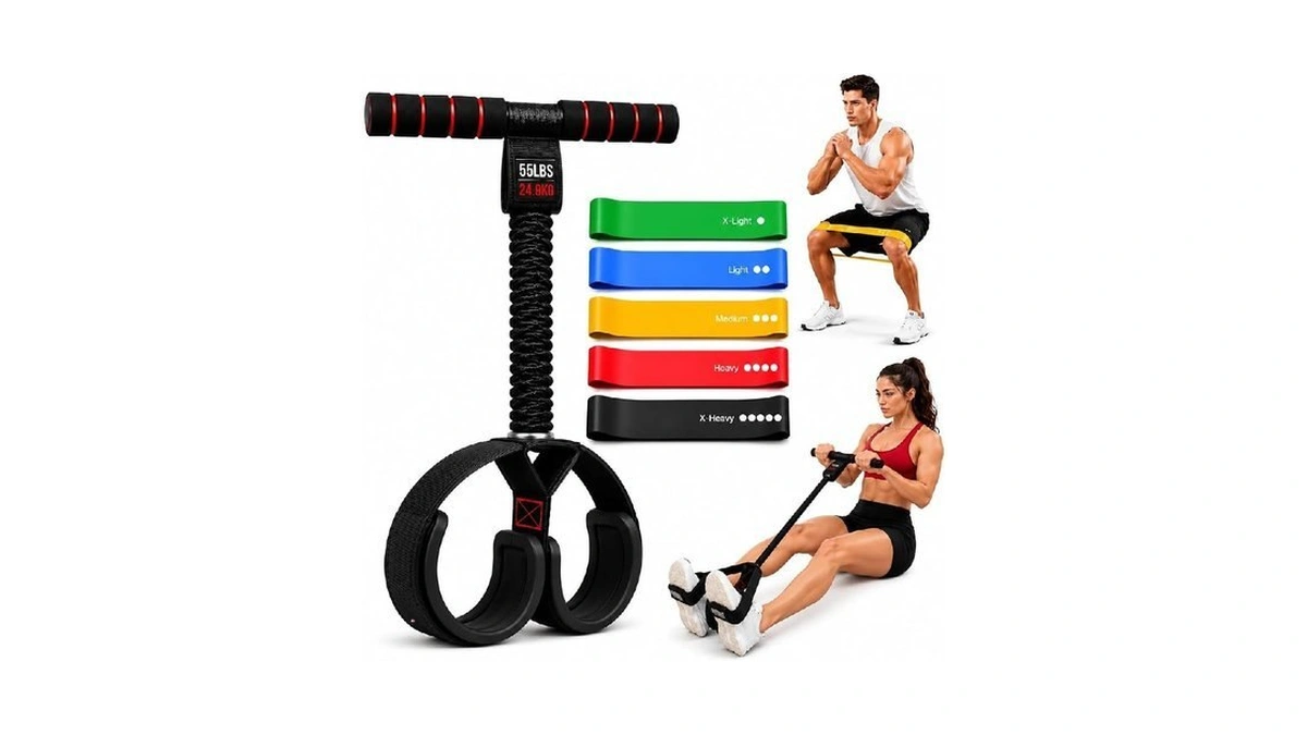 Pedal Resistance Band With Handle | Upgraded 55lbs Resistance Bands