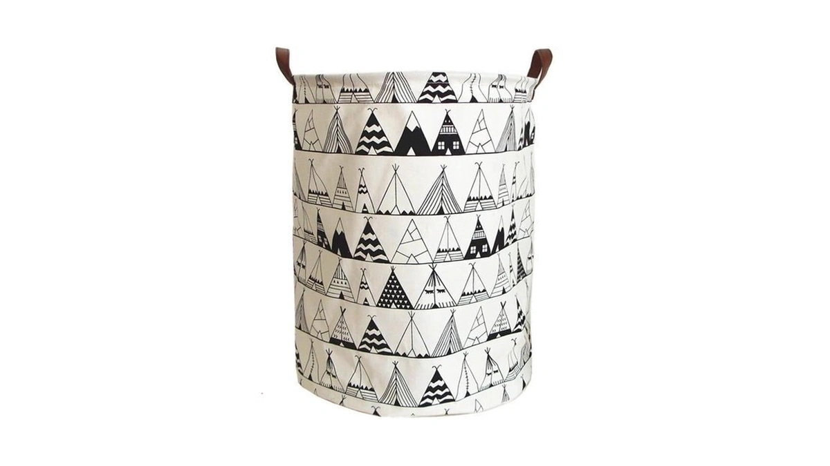 Nictemaw Large Storage Basket, Folding Laundry Hamper Canvas Laundry Basket