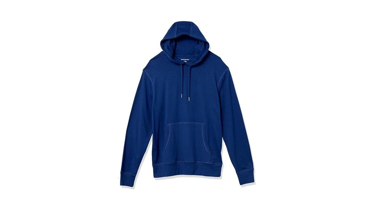 Amazon Essentials Men's Lightweight Jersey Pullover Hoodie, Soft, Blue, X-small