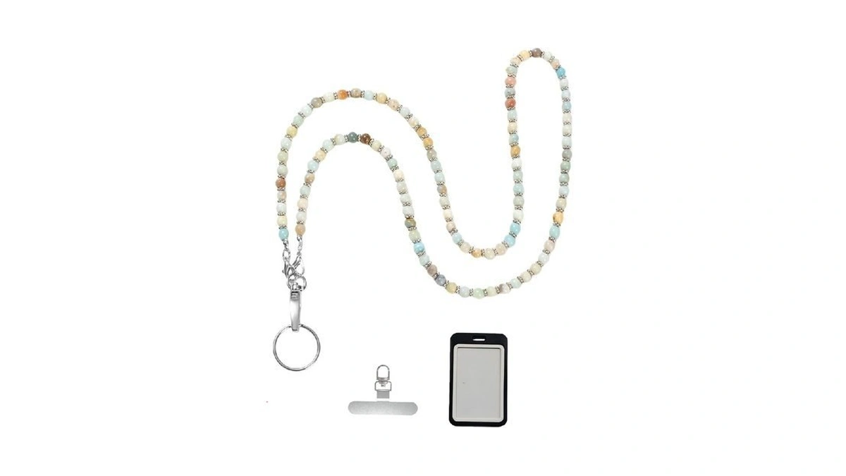 Bibobiyb Amazonite Phone Neck Strap,anti-theft Handmade Natural Beaded Phone Strap
