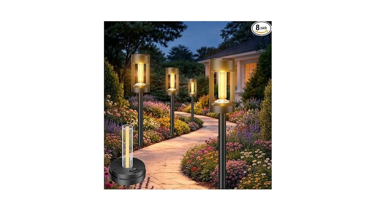Viewsun Solar Lights Outdoor,8 Pack Solar Pathway Lights With Acrylic