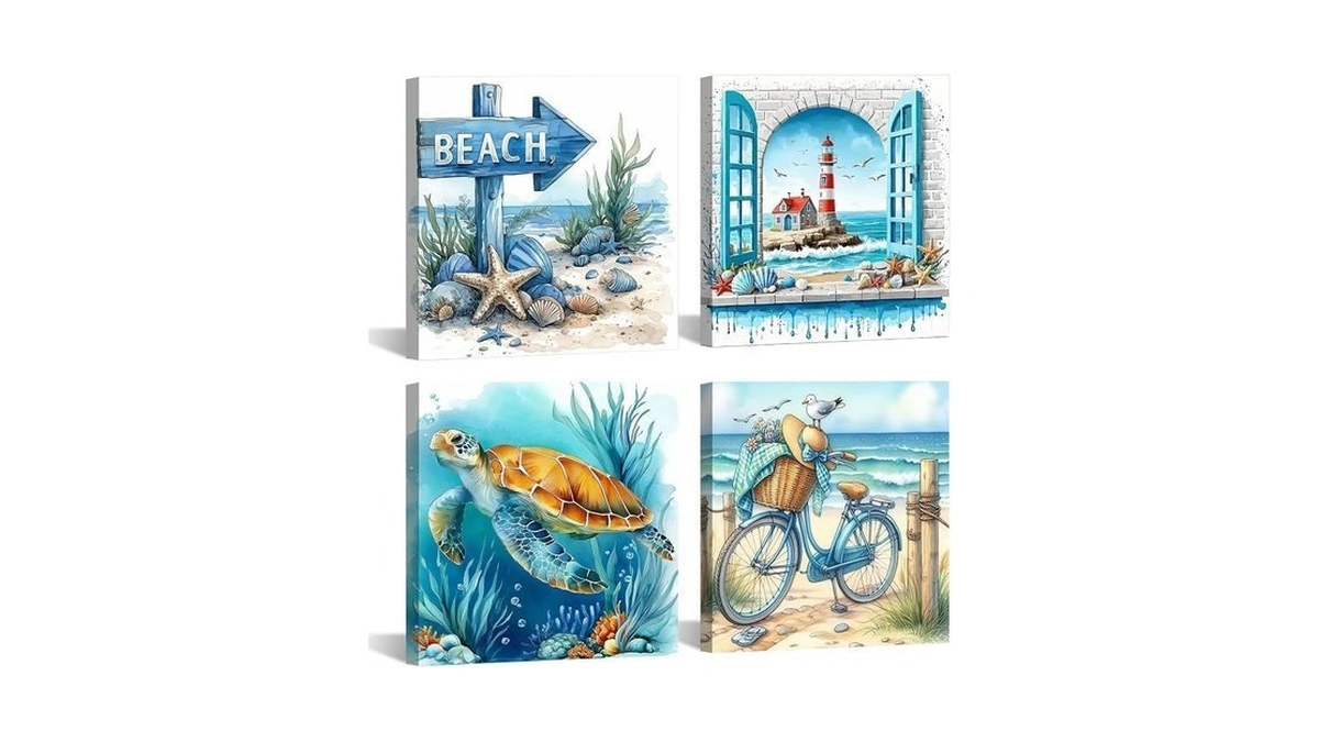 Gemozaic 4 Pack Beach Framed Paint By Numbers Kit For