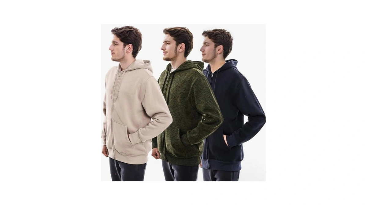 White Peak Trading Company 3 Pack Mens Fleece Hoodie Long