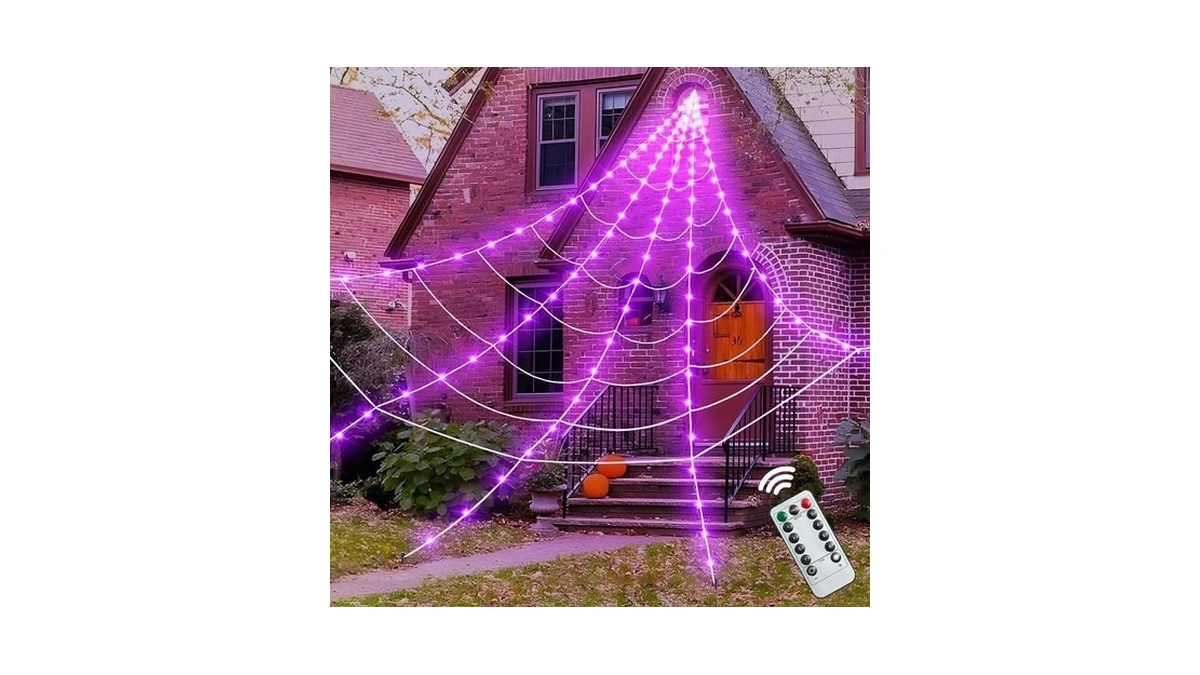 Inin Halloween 200" Spider Web Light Decorations Outdoor/indoor With 250