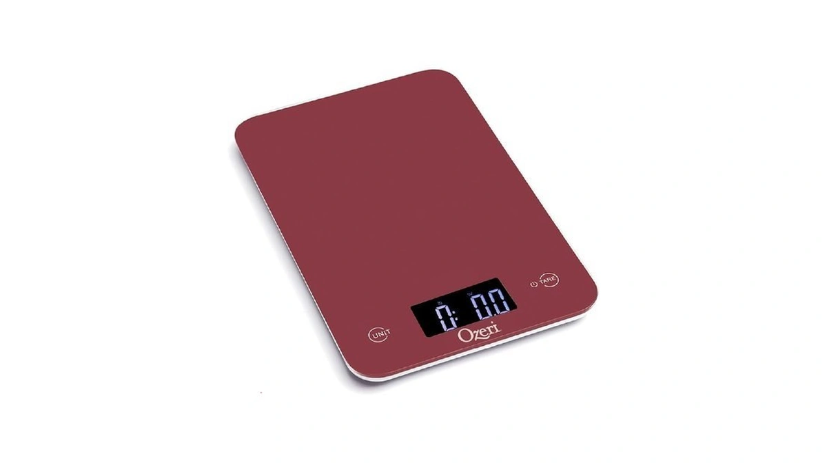 Ozeri Touch Professional Tempered Glass Digital Kitchen Scale, Red Engine