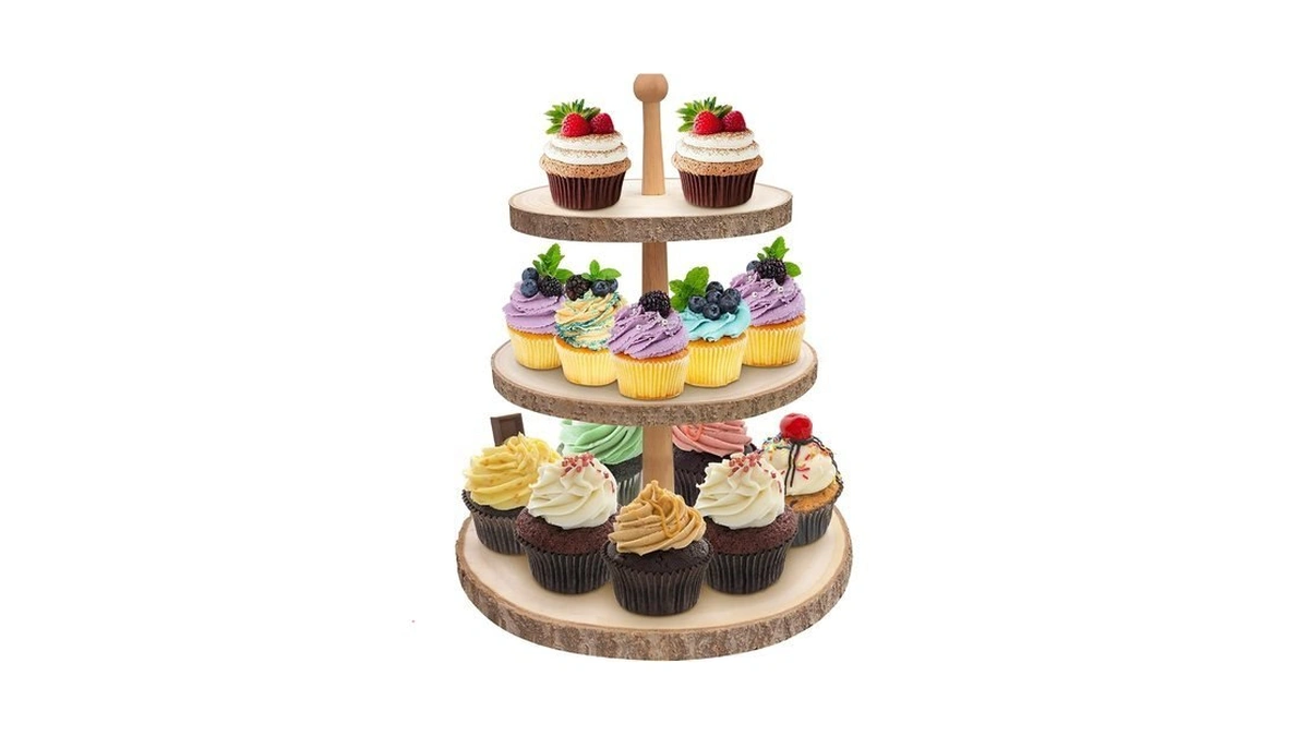 Cupcake Stand 3 Tier Cupcake Holder Wood Tiered Tray Rustic