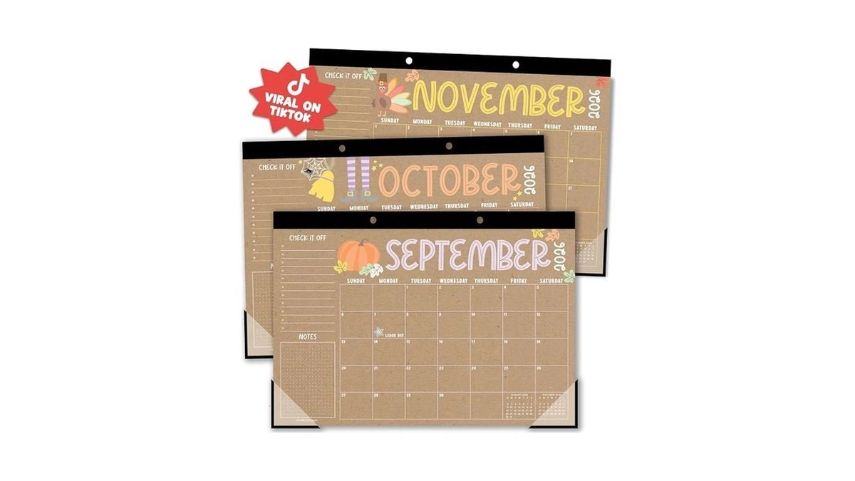 Hadley Designs Large Teacher Desk Calendar 2026-2027 - Desktop Calendar