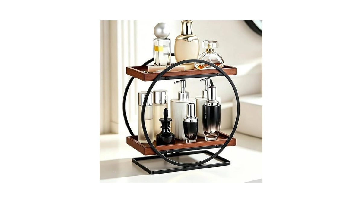 Yiwanfw 2-tier Bathroom Counter Organizer, Wooden Perfume Organizer For Dresser,