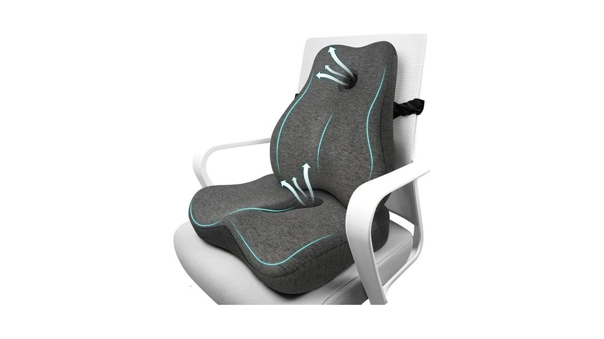 Jiporier Seat Cushion & Lumbar Support Pillow Set For Office