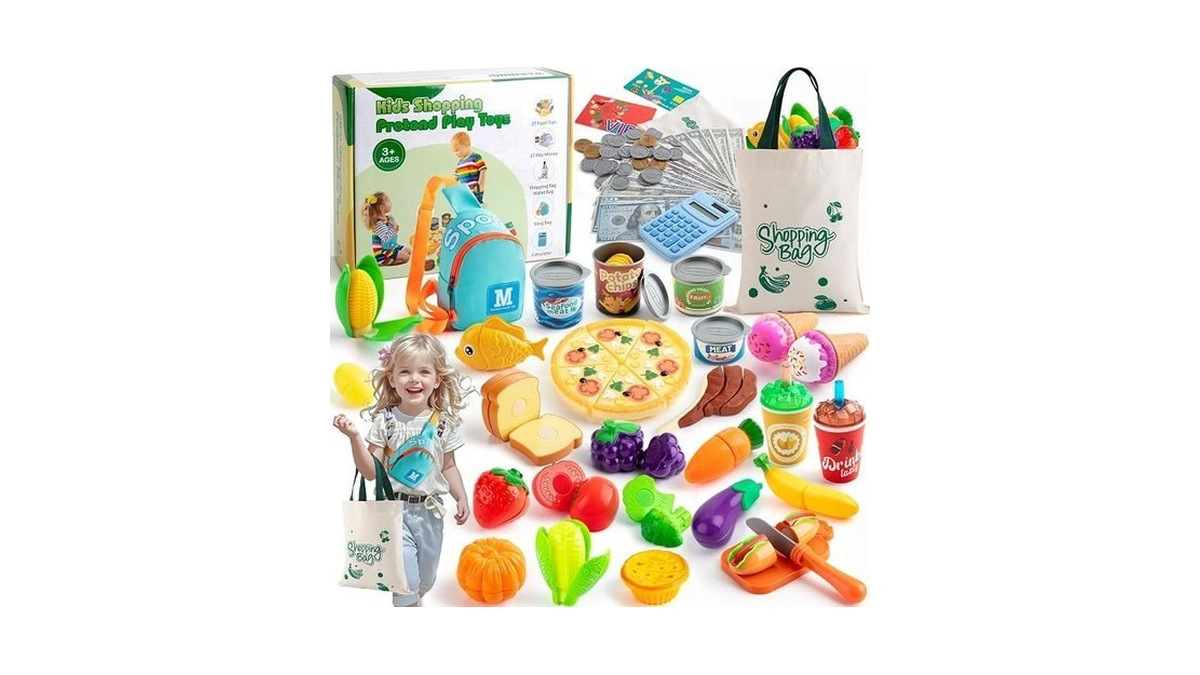 Pretend Play Food Sets For Kids Kitchen, Grocery Store Playset