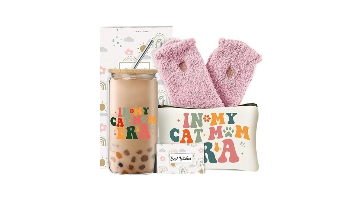 Cat Lover Gifts For Women, 16 Oz Cat Mom Glass